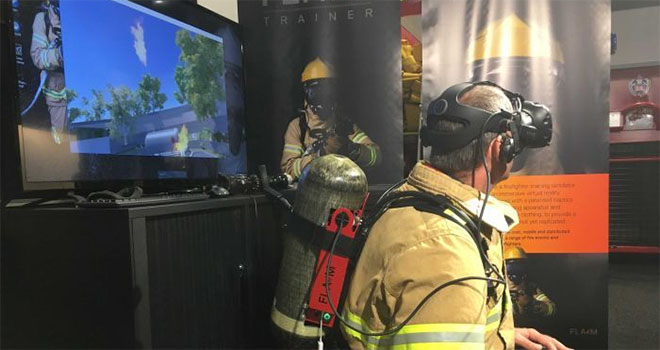 Flaim System firefighting in VR