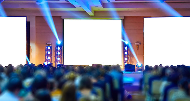 Lighting at a large conference presentation