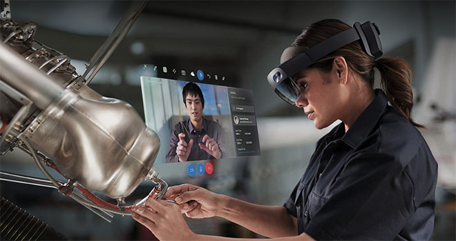 Microsoft Hololens in use