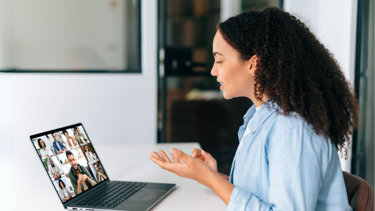 Remote worker on a video call